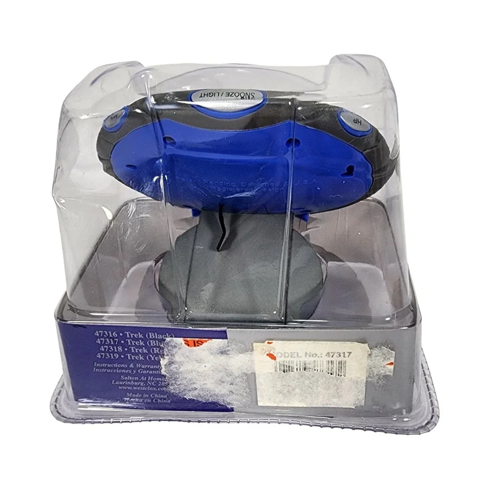 Westclox‎ Trek Folding Travel Digital Alarm Clock Blue Metal Cover Snooze Light